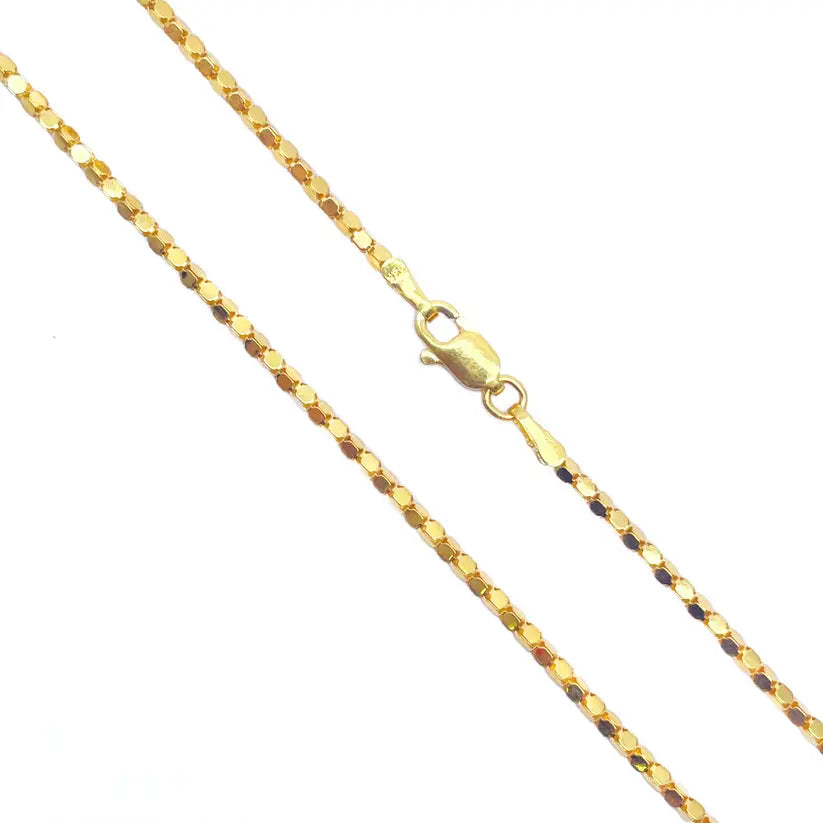 22ct Yellow Gold Shiny Hexagonal Linked High Polished Chain Necklace 16''inches 