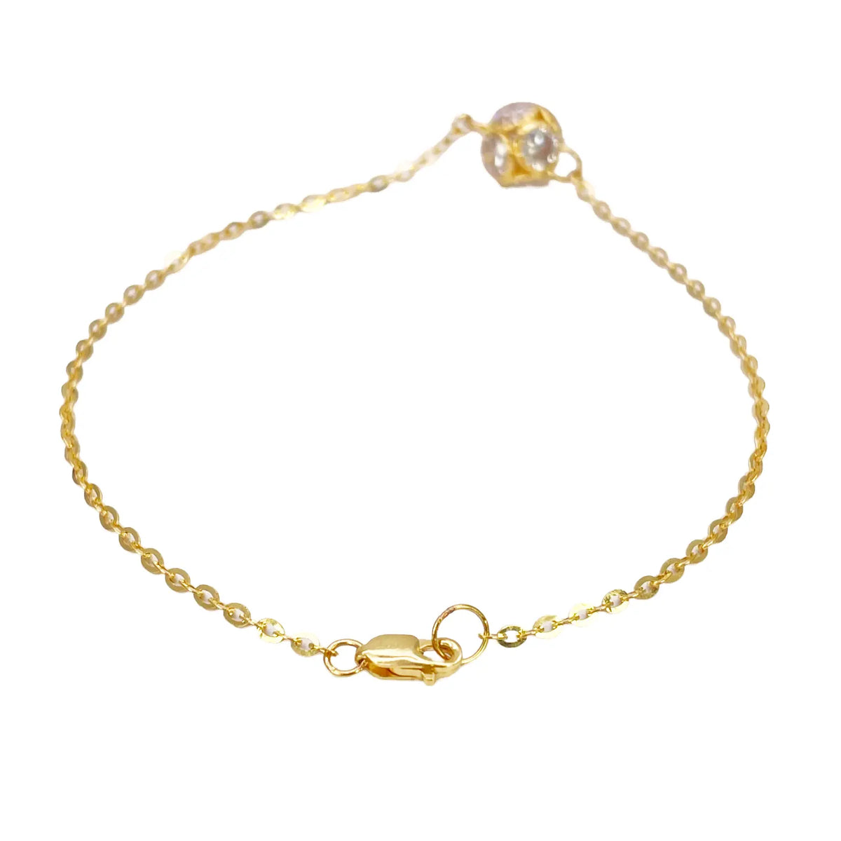 22ct Yellow Gold Single Cubic Zirconia Sparkly Glitter Ball Ladies Bracelet 7 Inches 