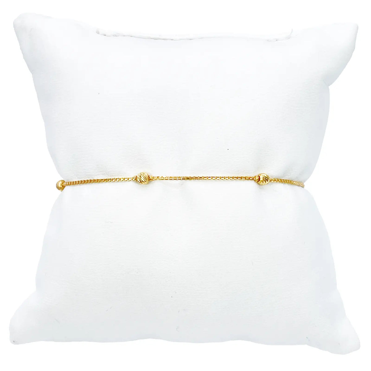 22ct Yellow Gold Six Beaded Diamond Cut Box Chain Bracelet 7 Inches 