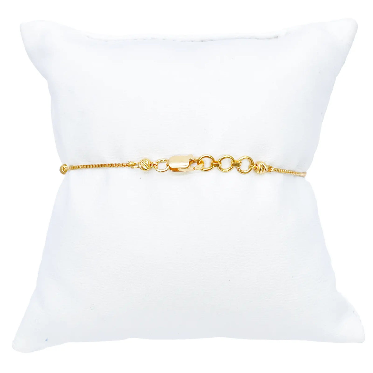22ct Yellow Gold Six Beaded Diamond Cut Box Chain Bracelet 7 Inches 