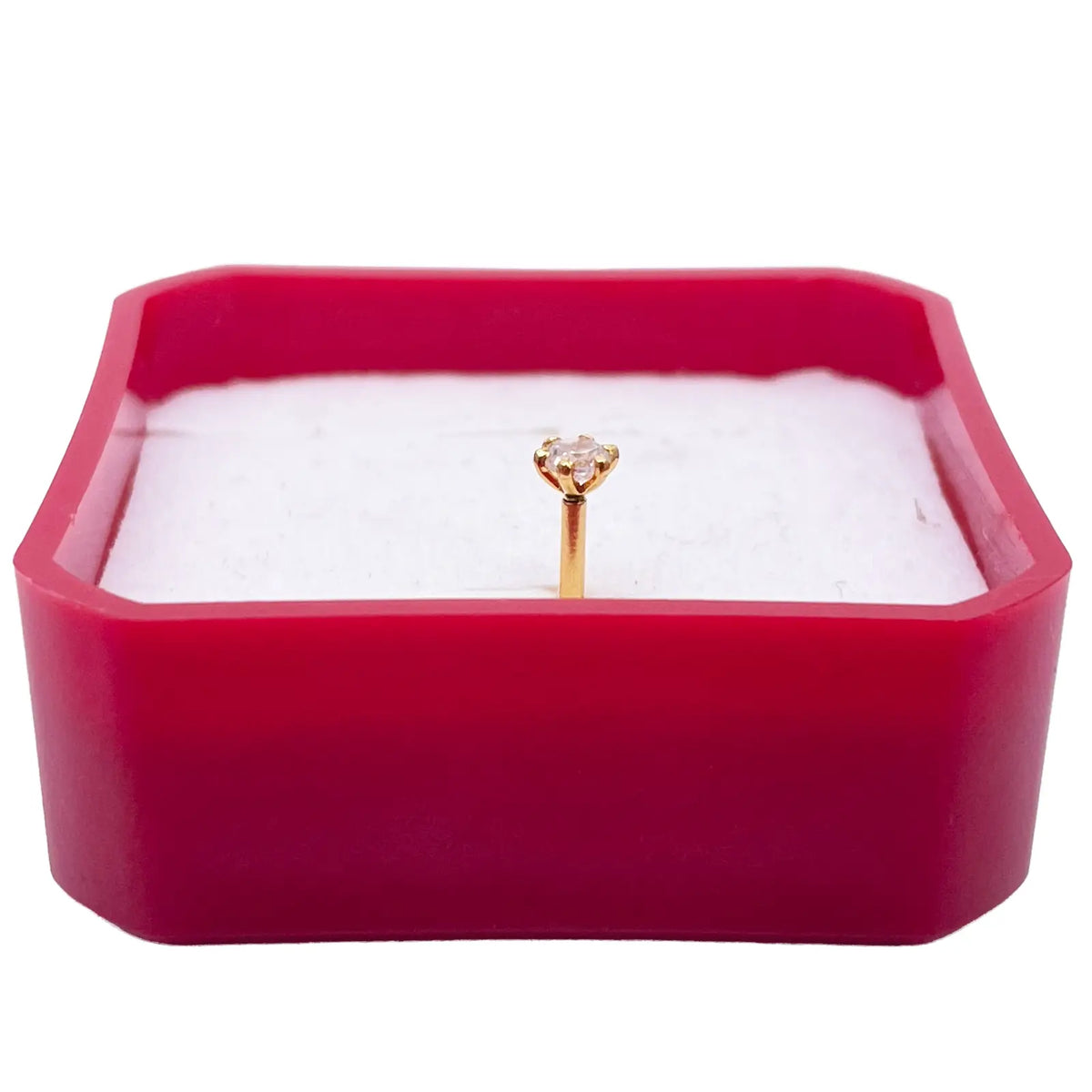 22ct Yellow Gold Six Claw Cubic Zirconia Prong Nose Stud/Pin 3.5mm Length 
