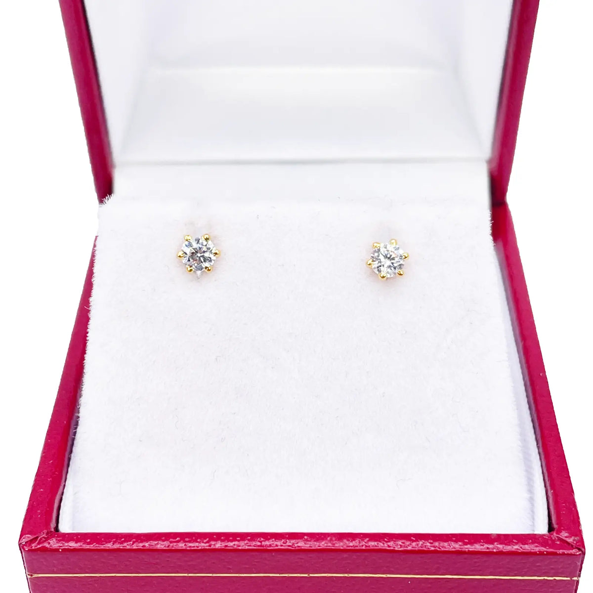 22ct Yellow Gold Six Claw Cubic Zirconia Prong Small Children's Earrings 3.5mm Width 