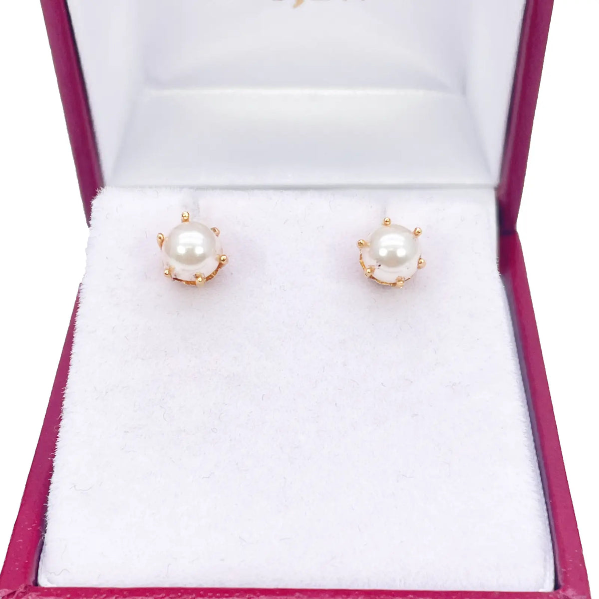 22ct Yellow Gold Six Claw Elegant Round Pearl Stud Earrings 5.5mm 