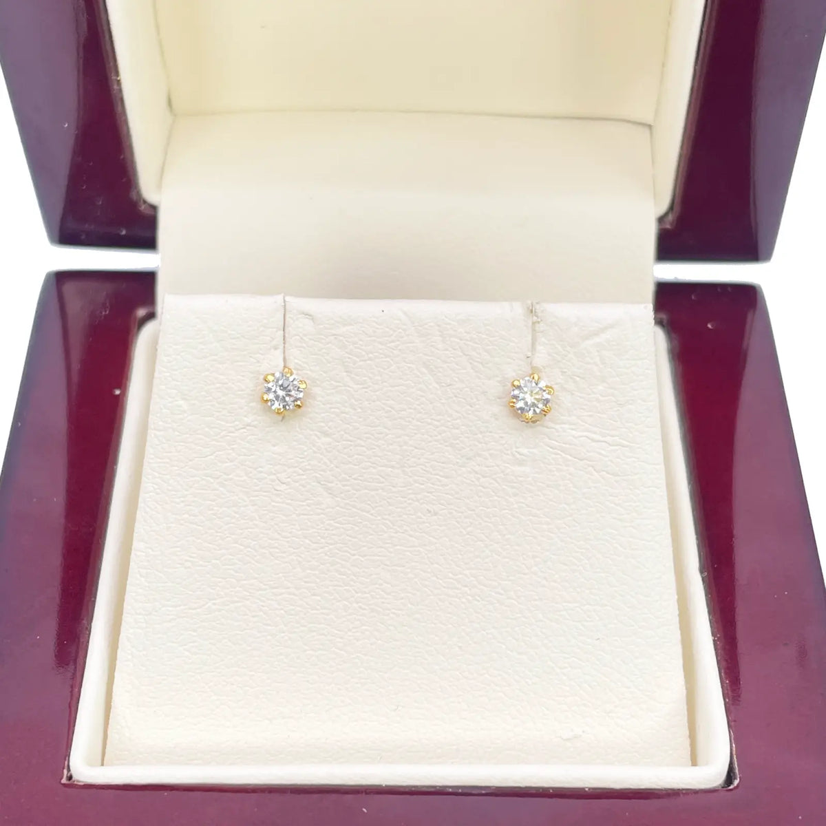 22ct Yellow Gold Six Claw Prong Cubic Zirconia Children's Earrings 3mm Width 