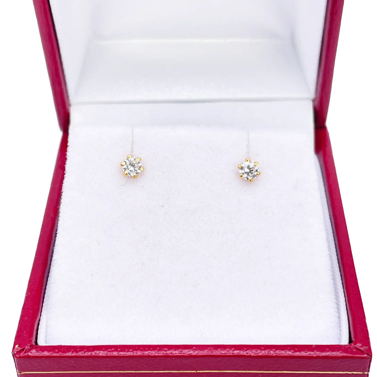 22ct Yellow Gold Six Claw Prong Cubic Zirconia Children's Earrings 3mm Width 