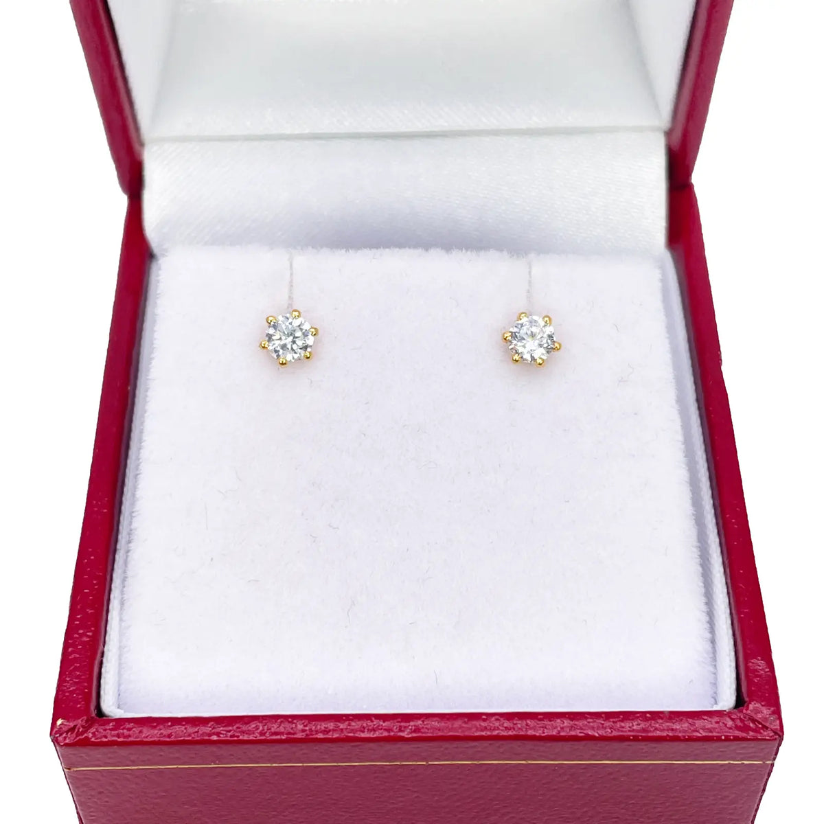 22ct Yellow Gold Six Claw Prong Cubic Zirconia Children's Earrings 4mm Width 