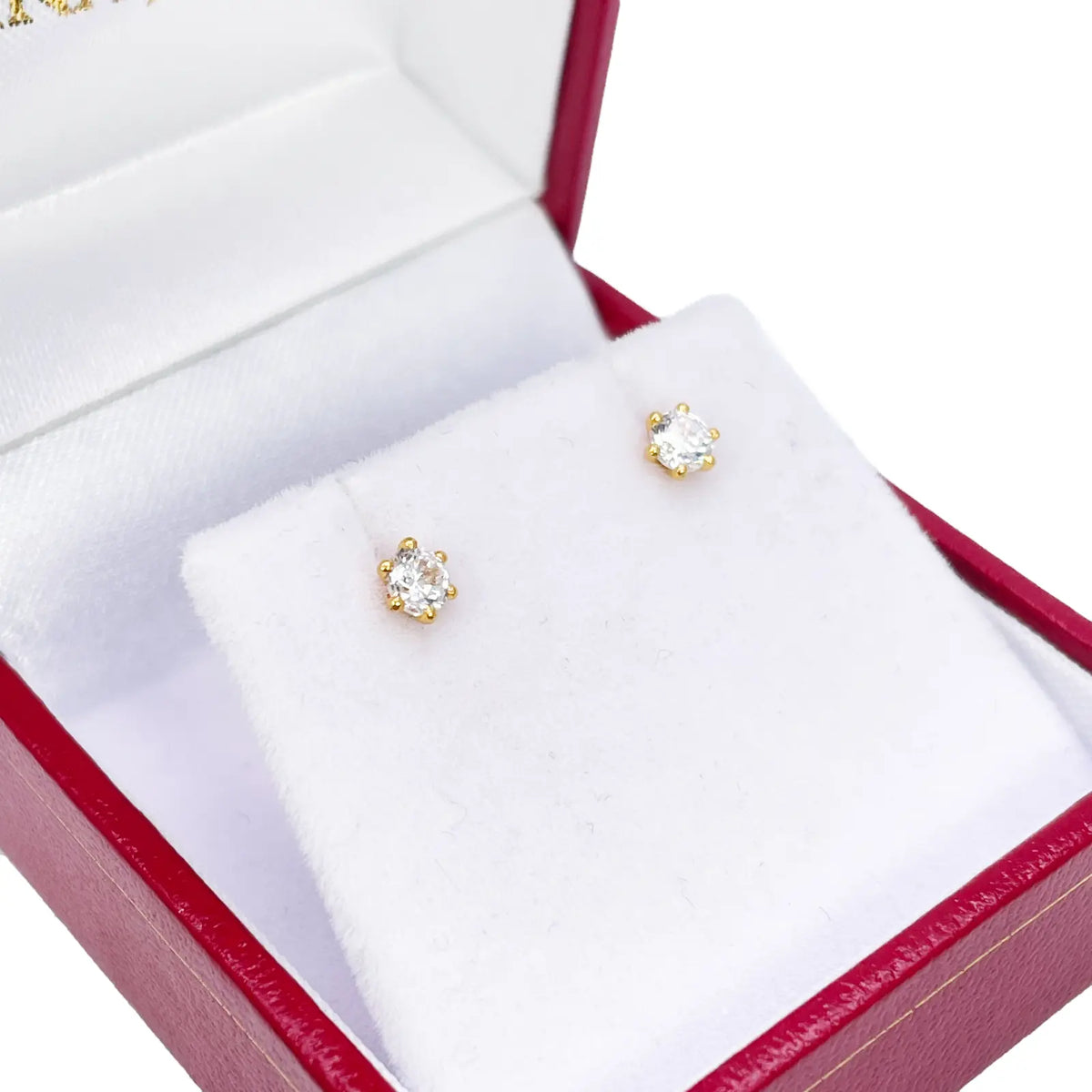 22ct Yellow Gold Six Claw Prong Cubic Zirconia Children's Earrings 4mm Width 