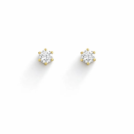 22ct Yellow Gold Six Claw Prong Cubic Zirconia Children's Earrings 4mm Width  Children's gold earring