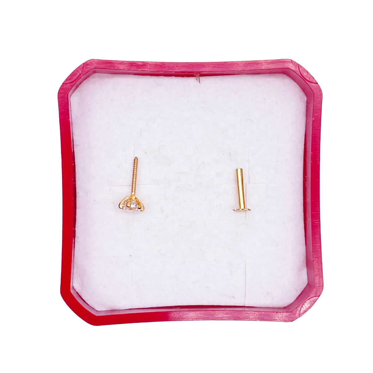 22ct Yellow Gold Six Claw Prong Cubic Zirconia Nose Stud/Pin 4mm Length 