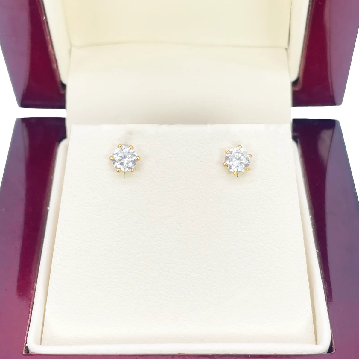 22ct Yellow Gold Six Claw Prong Small Children's Earrings 4.5mm Width 
