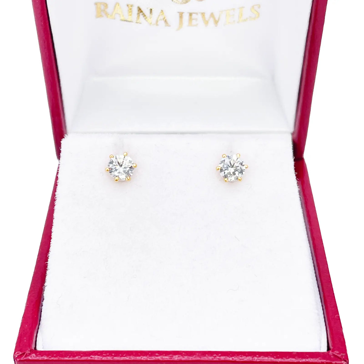 22ct Yellow Gold Six Claw Prong Small Children's Earrings 4.5mm Width 