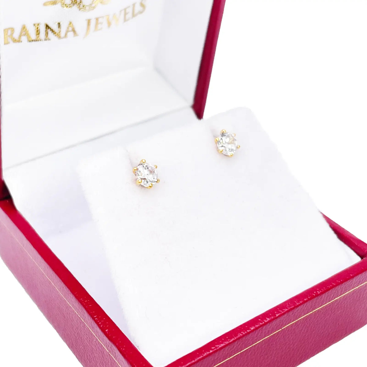 22ct Yellow Gold Six Claw Prong Small Children's Earrings 4.5mm Width 