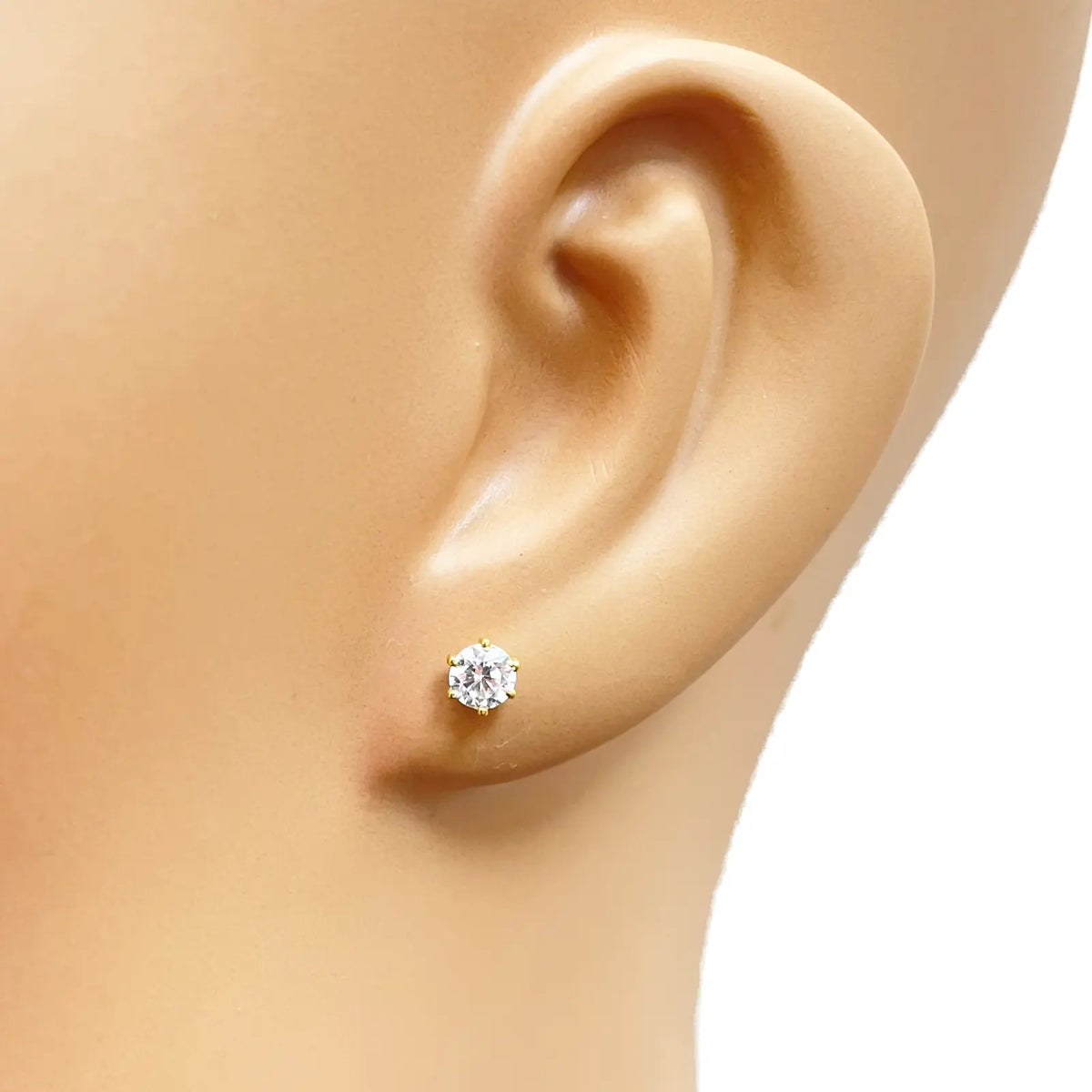 22ct Yellow Gold Six Claw Prong Small Children's Earrings 4.5mm Width 
