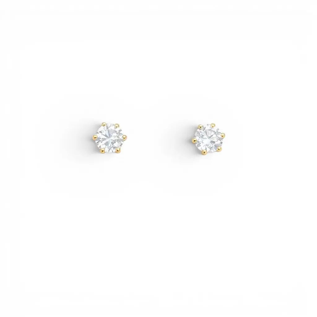 22ct Yellow Gold Six Claw Prong Small Children's Earrings 4.5mm Width  Children's gold earring