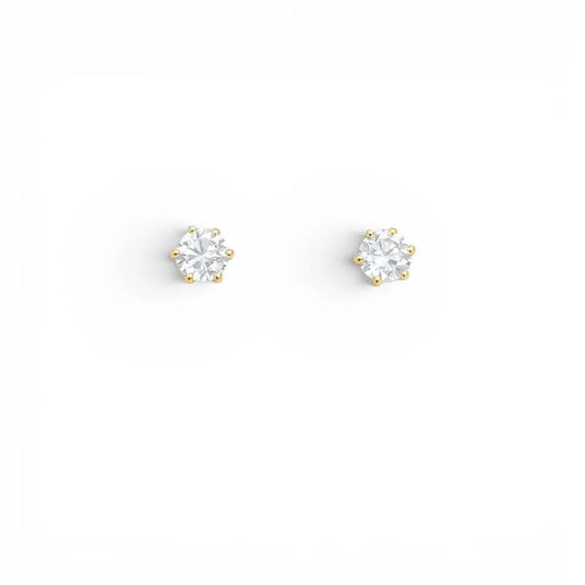 22ct Yellow Gold Six Claw Prong Small Children's Earrings 4.5mm Width  Children's gold earring