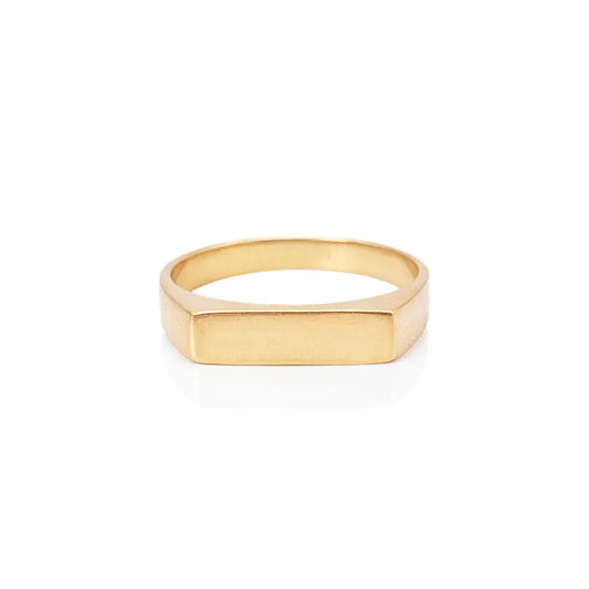 22ct Yellow Gold Slim Rectangular Signet Ring High Polish Plain Design - Size V  Gold Ring