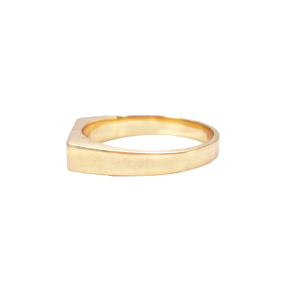 22ct Yellow Gold Slim Rectangular Signet Ring High Polish Plain Design - Size V  Gold Ring