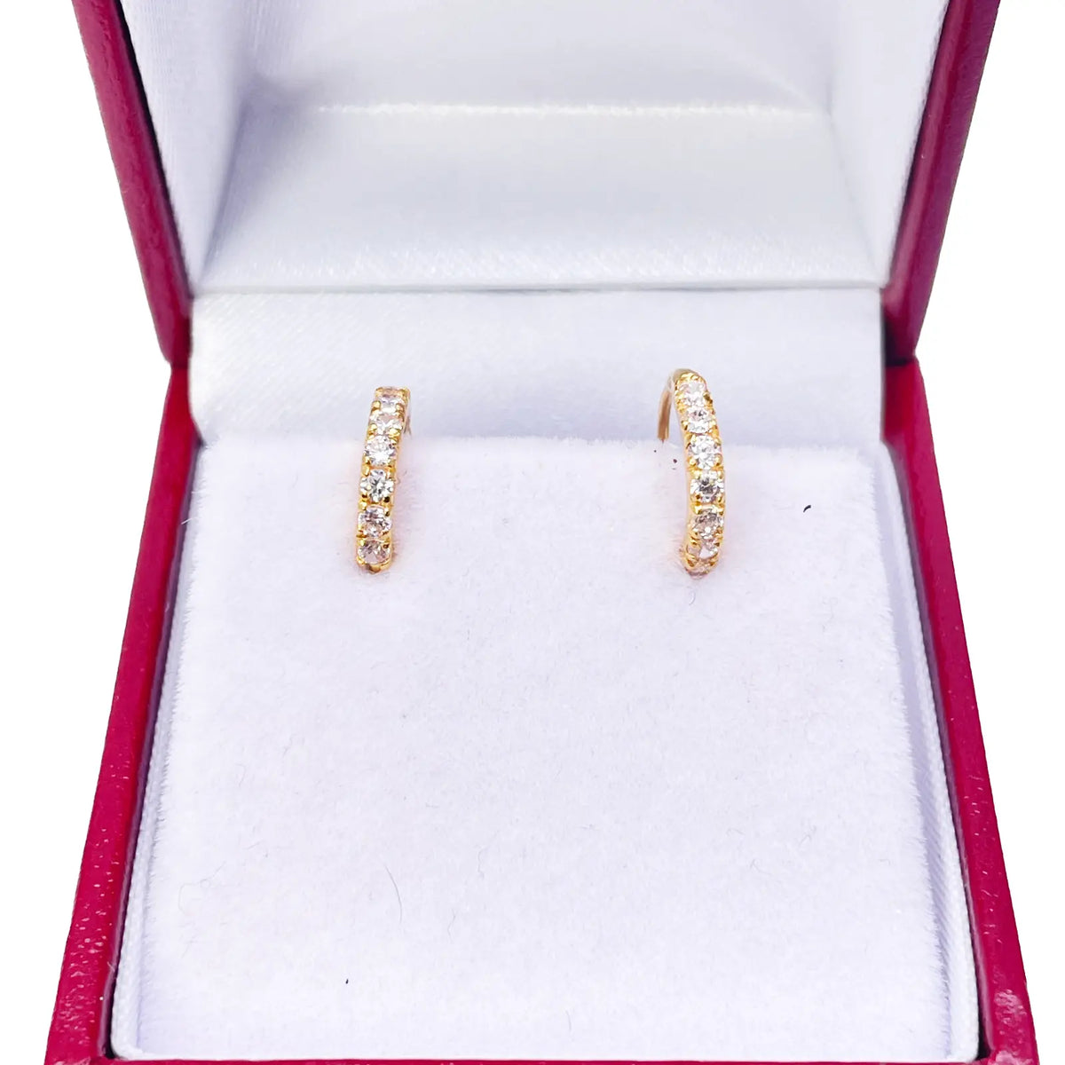 22ct Yellow Gold Small Sparkly Cubic Zirconia Hoop Huggie Children's Earrings 11mm Length 