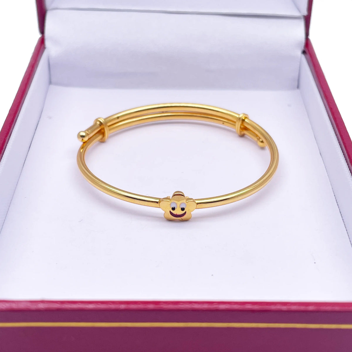 22ct Yellow Gold Smiling Star Design Children's Flexible Bangle/ Bracelet 