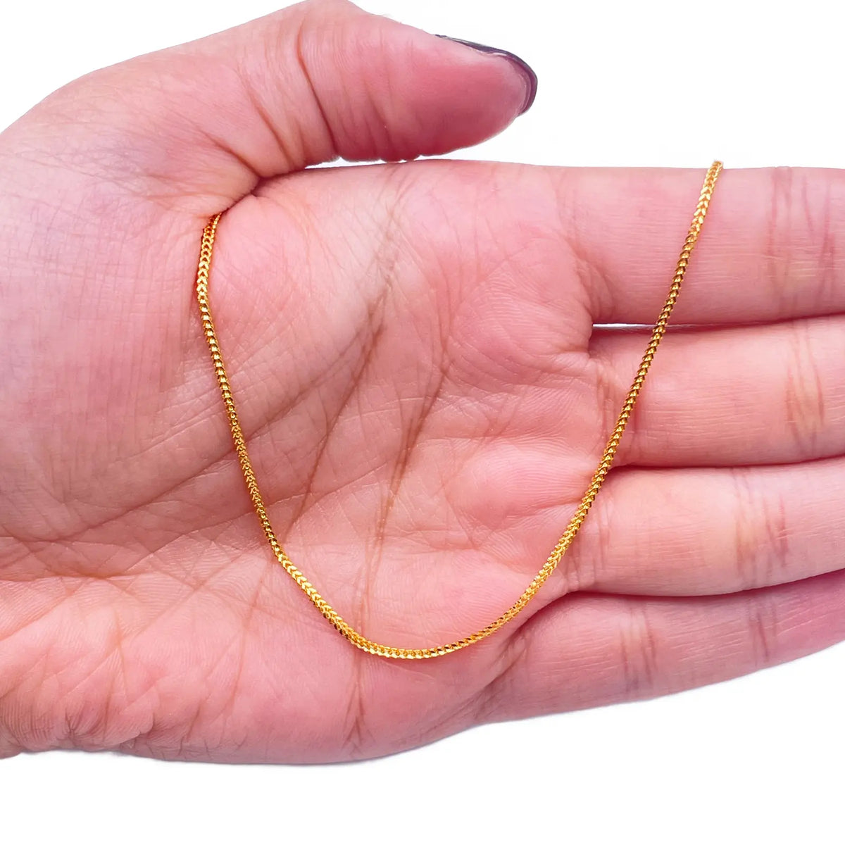 22ct Yellow Gold Solid Foxtail Chain Necklace 18'' inches 1.2mm Width 