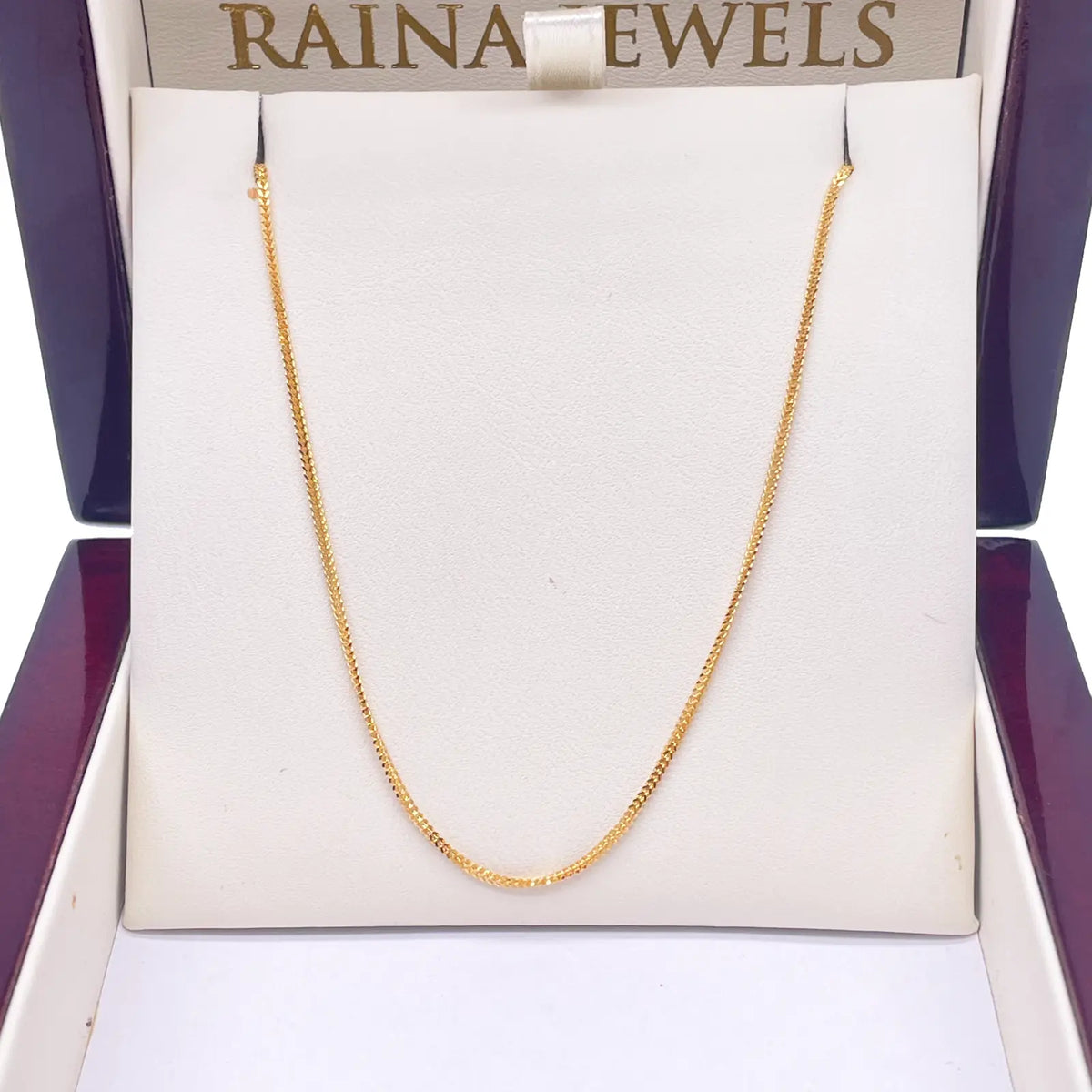 22ct Yellow Gold Solid Foxtail Chain Necklace 18'' inches 1mm Width  Diamond Bracelets