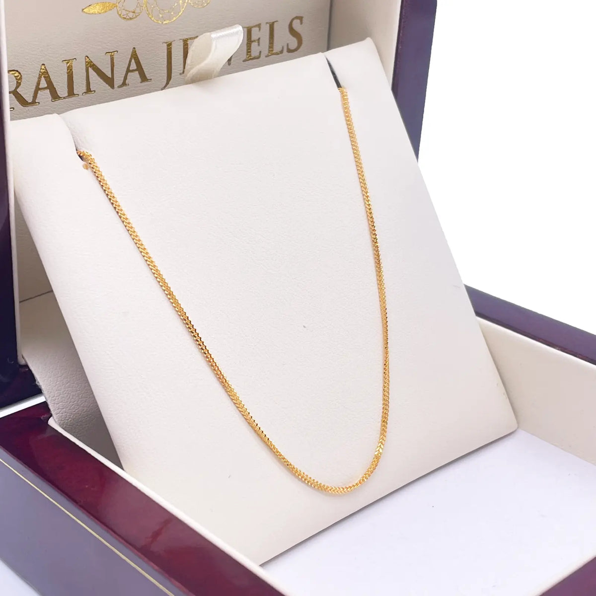 22ct Yellow Gold Solid Foxtail Chain Necklace 18'' inches 1mm Width  Diamond Bracelets