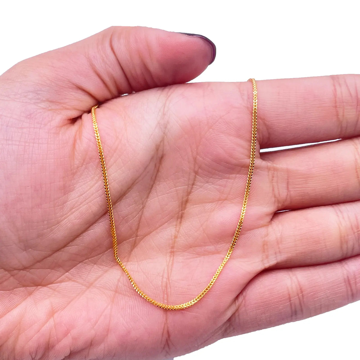 22ct Yellow Gold Solid Foxtail Chain Necklace 18'' inches 1mm Width  Diamond Bracelets