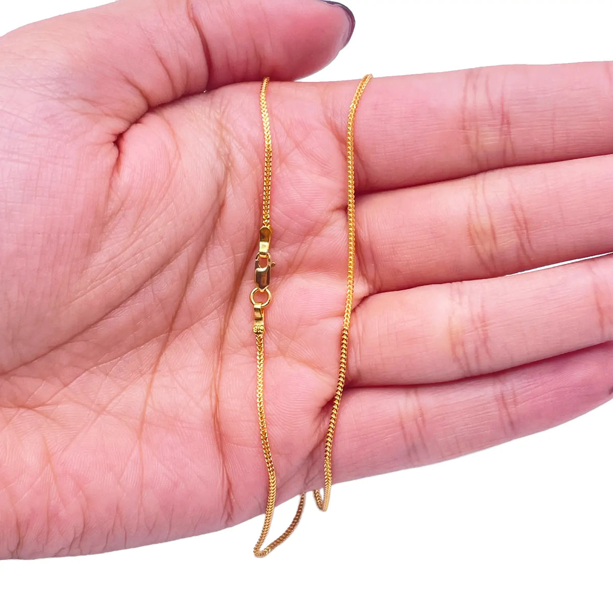 22ct Yellow Gold Solid Foxtail Chain Necklace 18'' inches 1mm Width  Diamond Bracelets