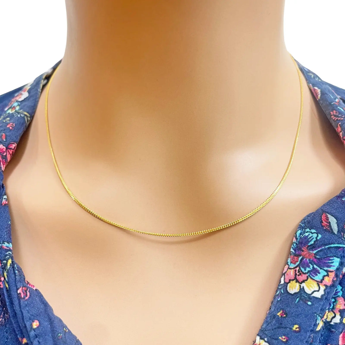 22ct Yellow Gold Solid Foxtail Chain Necklace 18'' inches 1mm Width  Diamond Bracelets