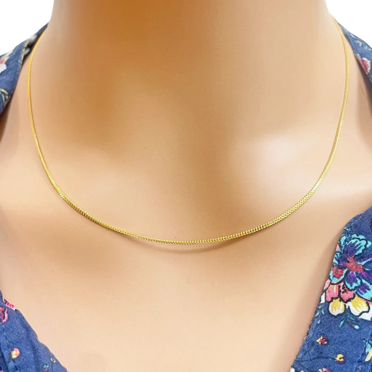 22ct Yellow Gold Solid Foxtail Chain Necklace 18'' inches 1mm Width  Diamond Bracelets
