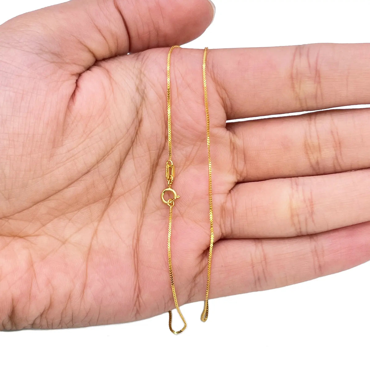 22ct Yellow Gold Solid Foxtail Chain Necklace 18''inches 0.6mm Width 
