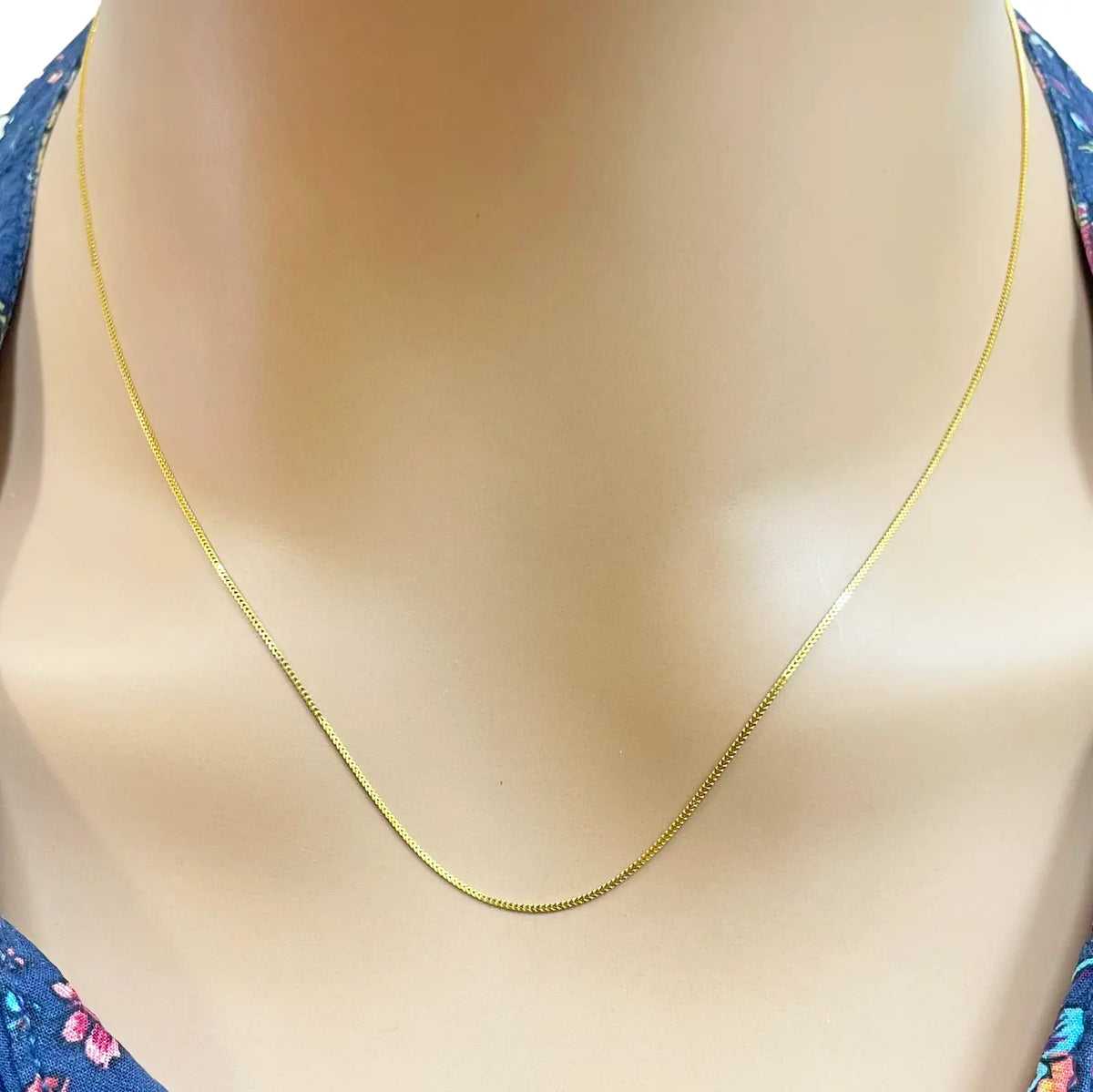 22ct Yellow Gold Solid Foxtail Chain Necklace 18''inches 0.6mm Width 