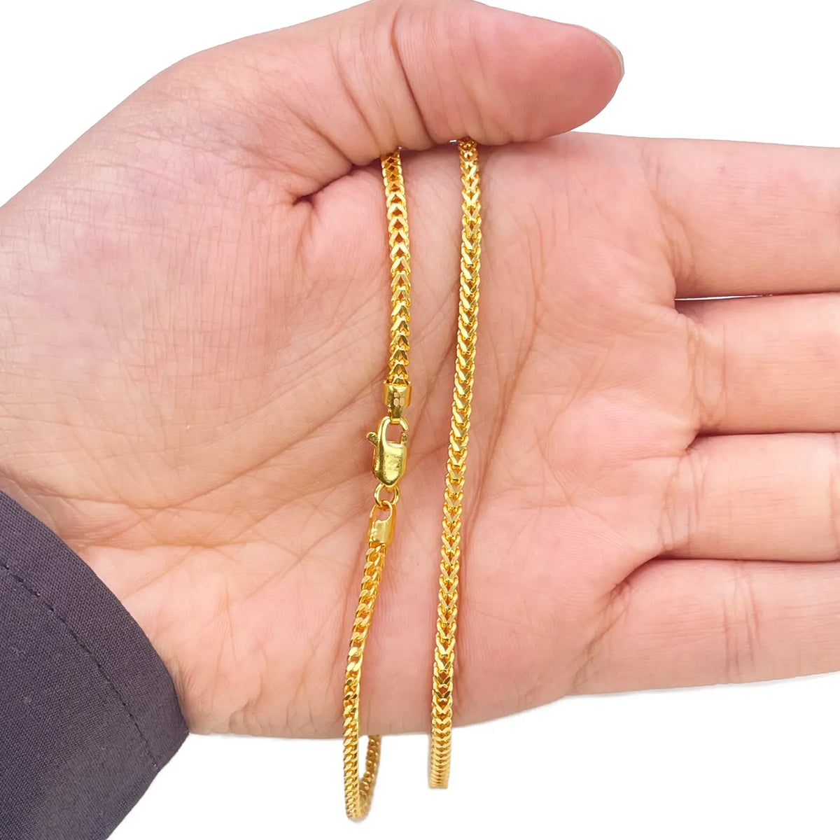 22ct Yellow Gold Solid Foxtail Chain Necklace 22'' inches 2.4mm Width  Diamond Bracelets