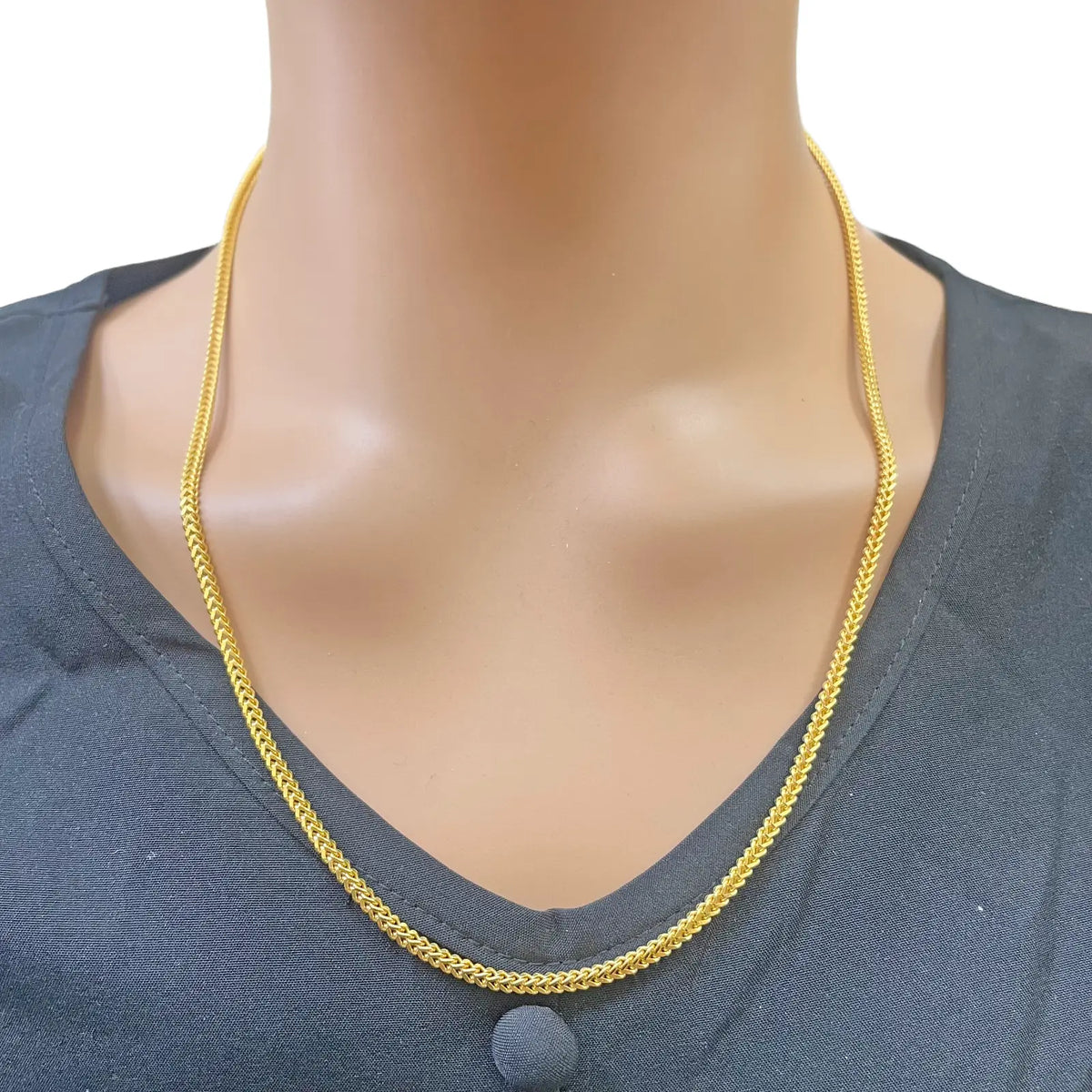 22ct Yellow Gold Solid Foxtail Chain Necklace 22'' inches 2.4mm Width  Diamond Bracelets