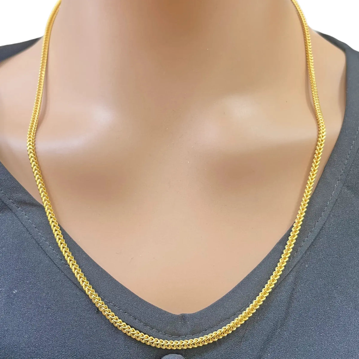 22ct Yellow Gold Solid Foxtail Chain Necklace 22'' inches 2.4mm Width  Diamond Bracelets