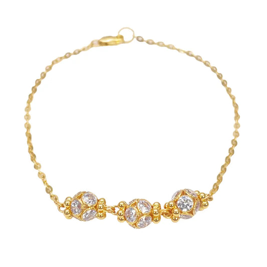 22ct Yellow Gold Sparkly Cubic Zirconia Glitter Ball Ladies Bracelet 7 inches 