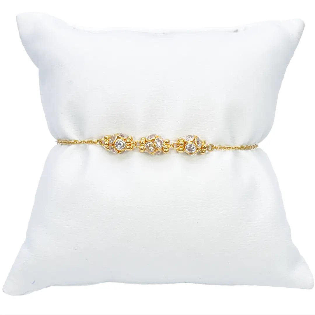 22ct Yellow Gold Sparkly Cubic Zirconia Glitter Ball Ladies Bracelet 7 inches 