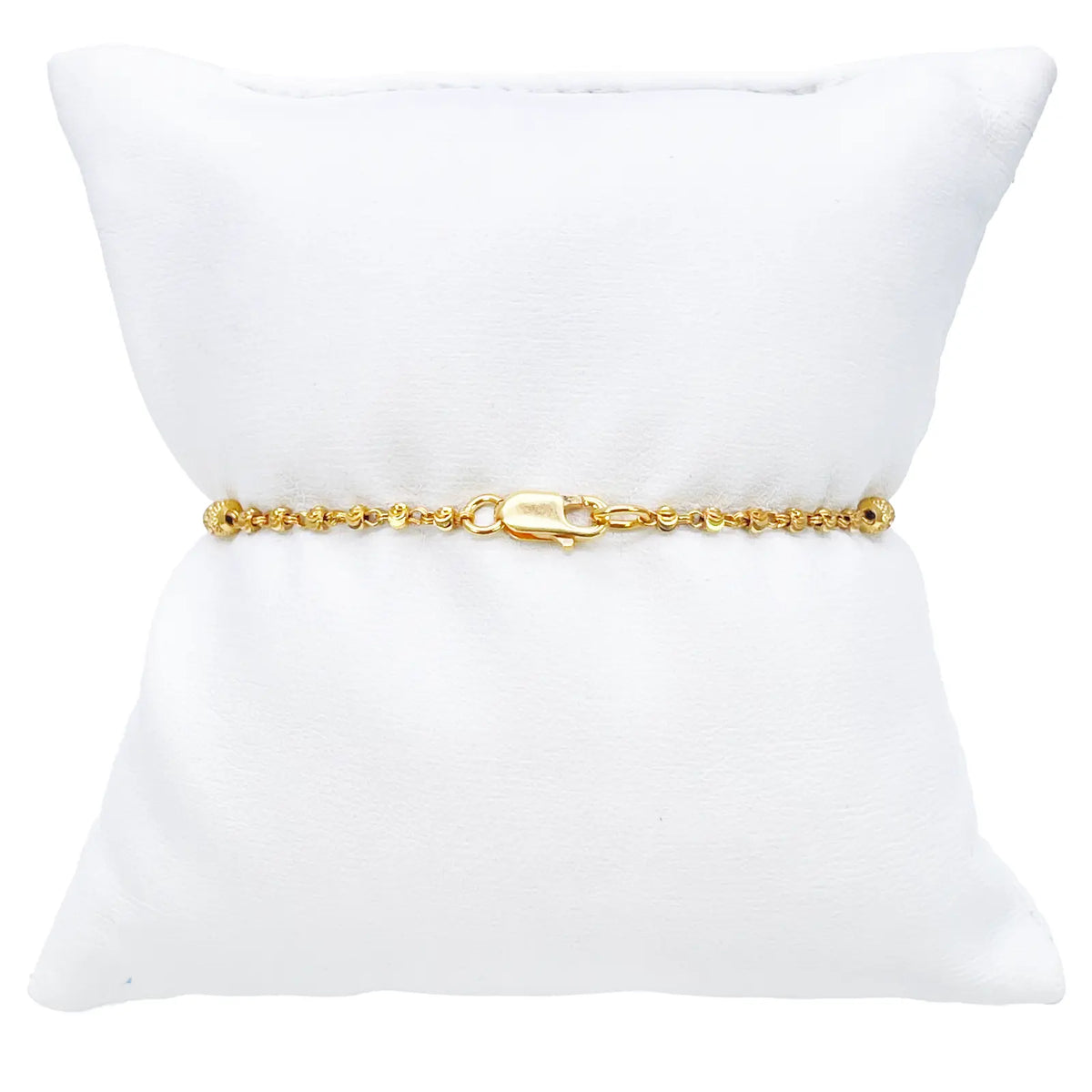 22ct Yellow Gold Sparkly Cubic Zirconia Glitter Ball & Diamond Cut Beads Ladies Bracelet 
