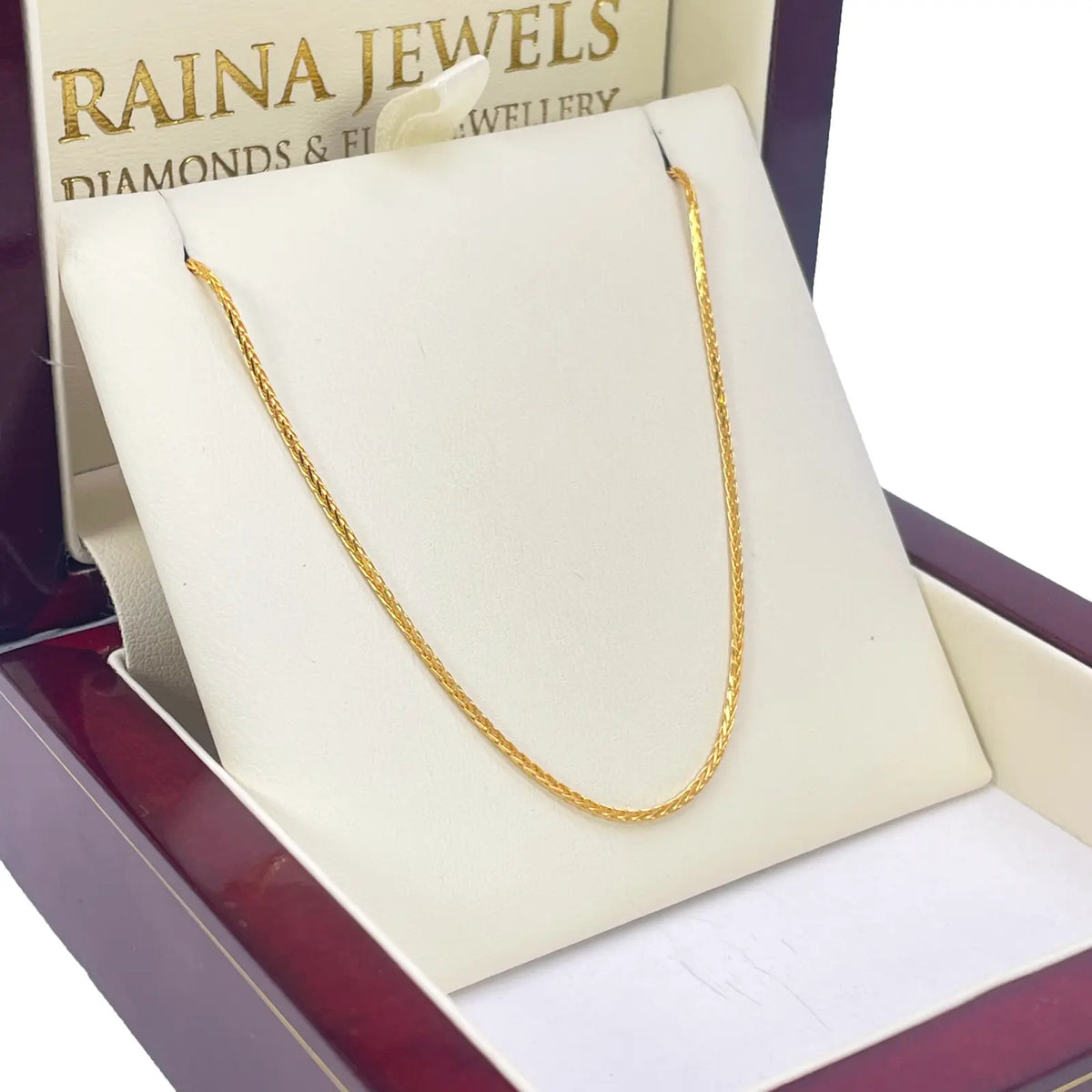22ct Yellow Gold Spiga Chain Necklace 16'' inch 1.2mm Width 