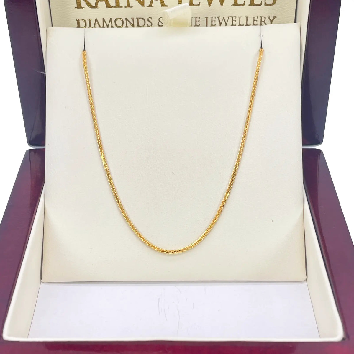 22ct Yellow Gold Spiga Chain Necklace 18'' inch 1.2mm Width 
