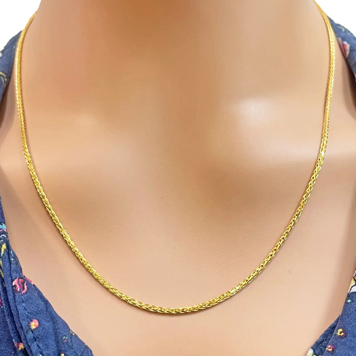 22ct Yellow Gold Spiga Chain Necklace 18'' inch 1.6mm Width 