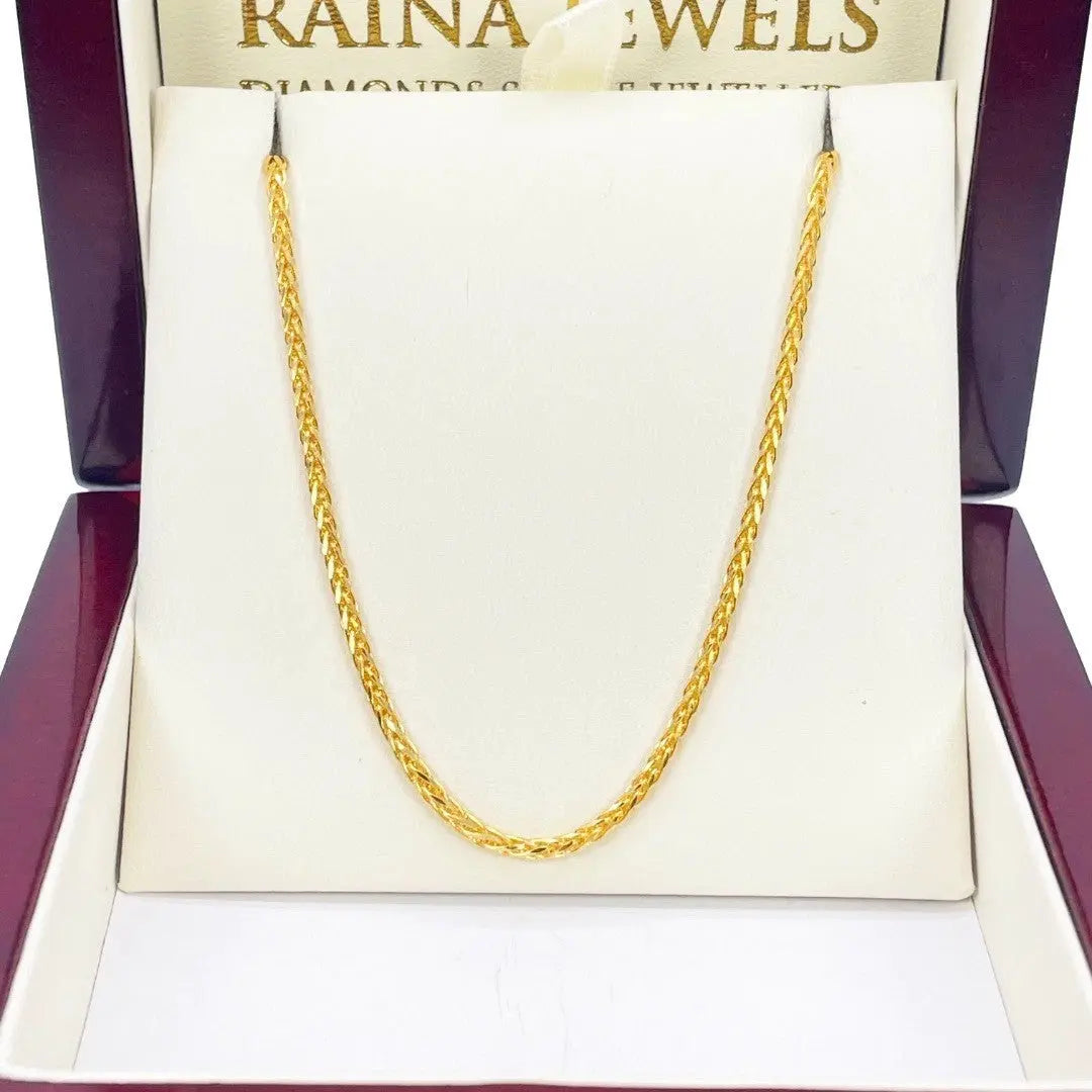 22ct Yellow Gold Spiga Chain Necklace 20 inches 2mm Width  Gold Chain