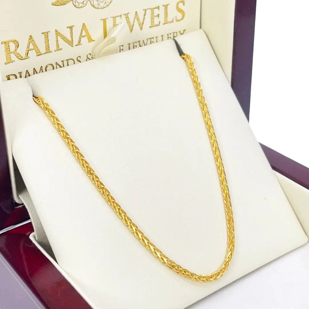 22ct Yellow Gold Spiga Chain Necklace 20 inches 2mm Width  Gold Chain