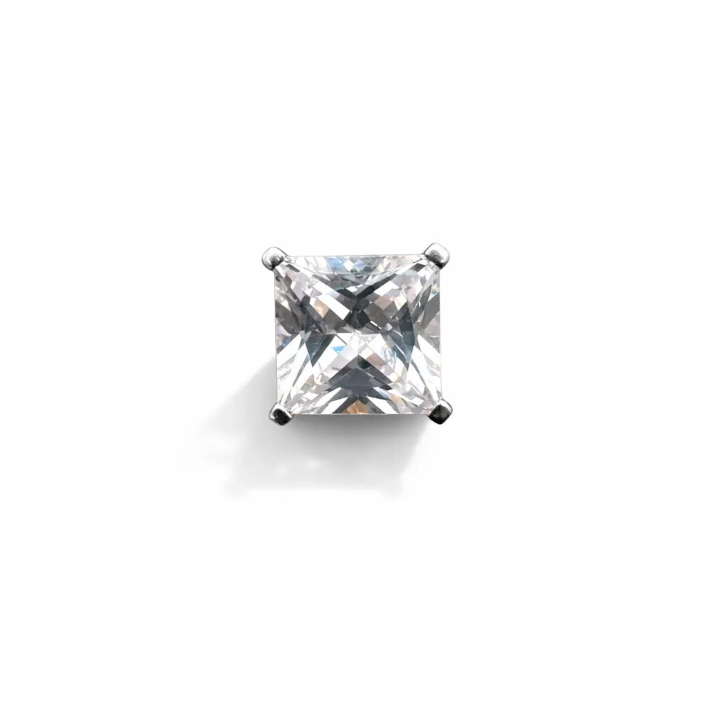 22ct Yellow Gold Square Style Cubic Zirconia Men's Stud Earrings, 2.35gm  Gold earring
