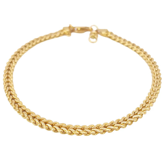 22ct Yellow Gold Textured Spiga Bracelet 8 inches 3.6mm Wide 