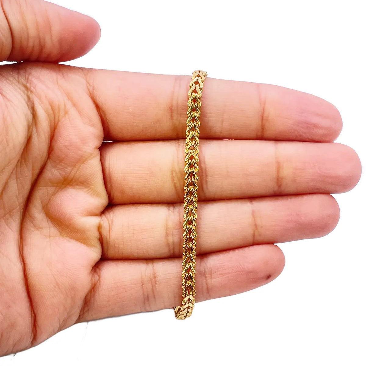 22ct Yellow Gold Textured Spiga Bracelet 8 inches 3.6mm Wide 