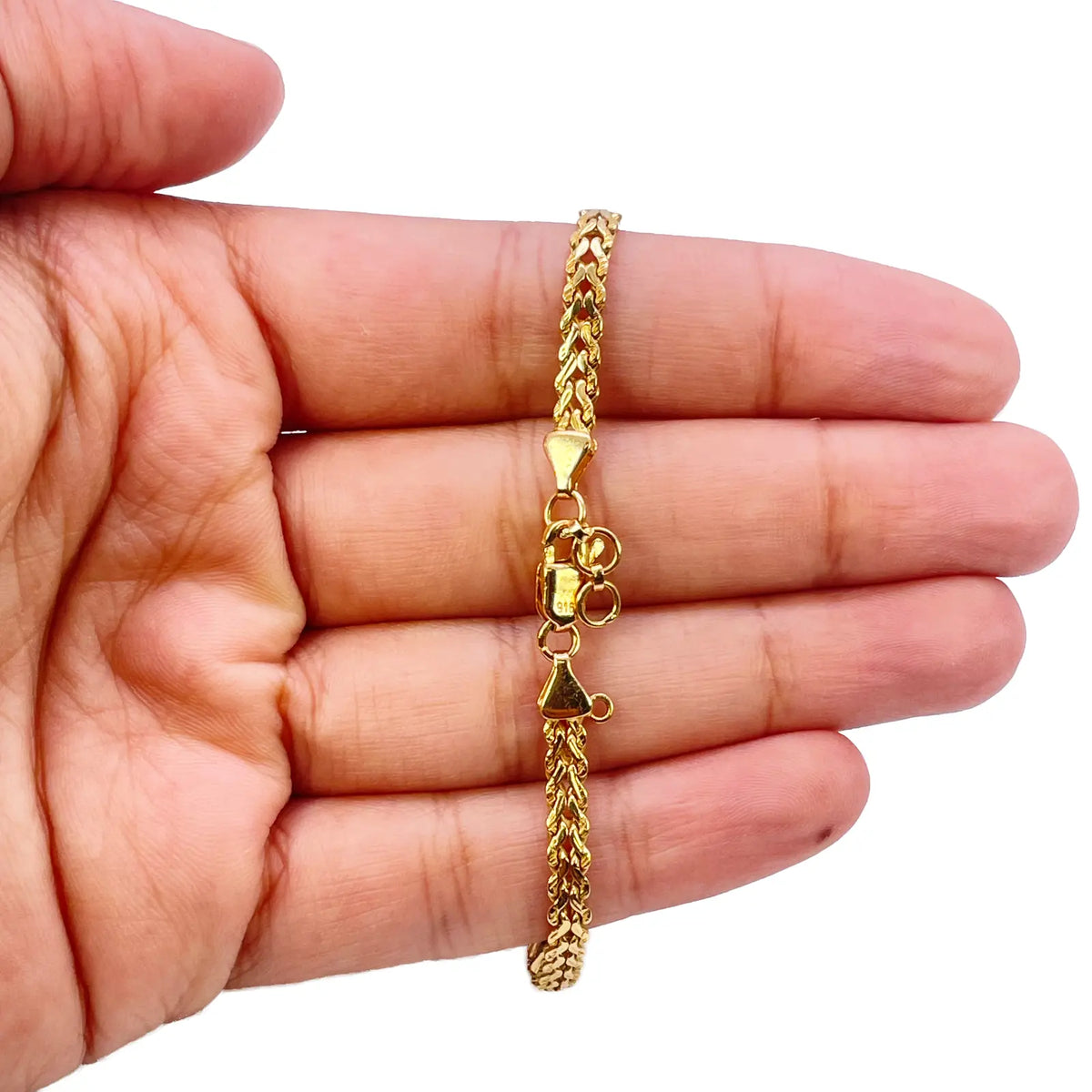 22ct Yellow Gold Textured Spiga Bracelet 8 inches 3.6mm Wide 