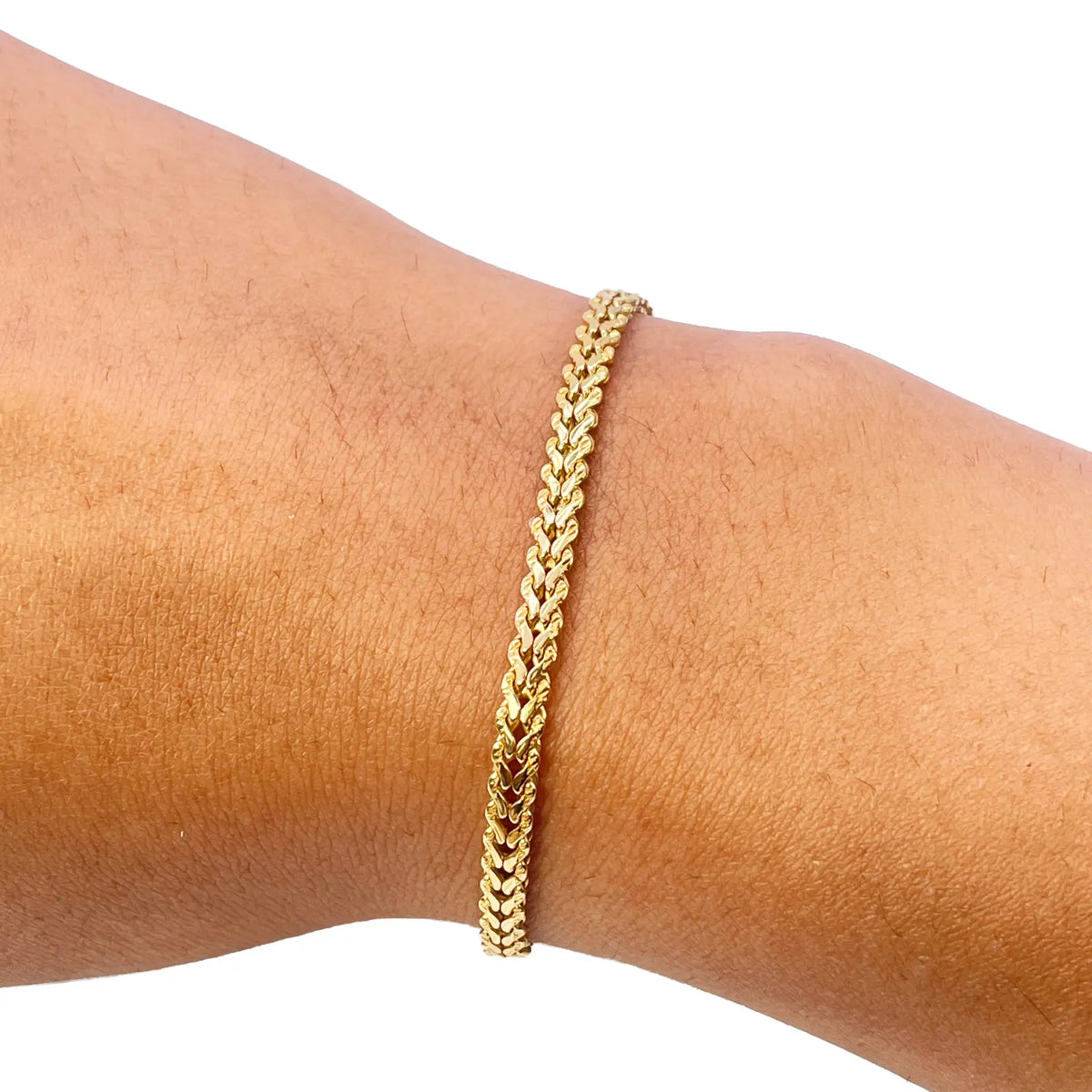22ct Yellow Gold Textured Spiga Bracelet 8 inches 3.6mm Wide 