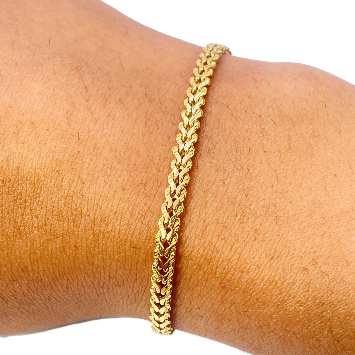 22ct Yellow Gold Textured Spiga Bracelet 8 inches 3.6mm Wide 