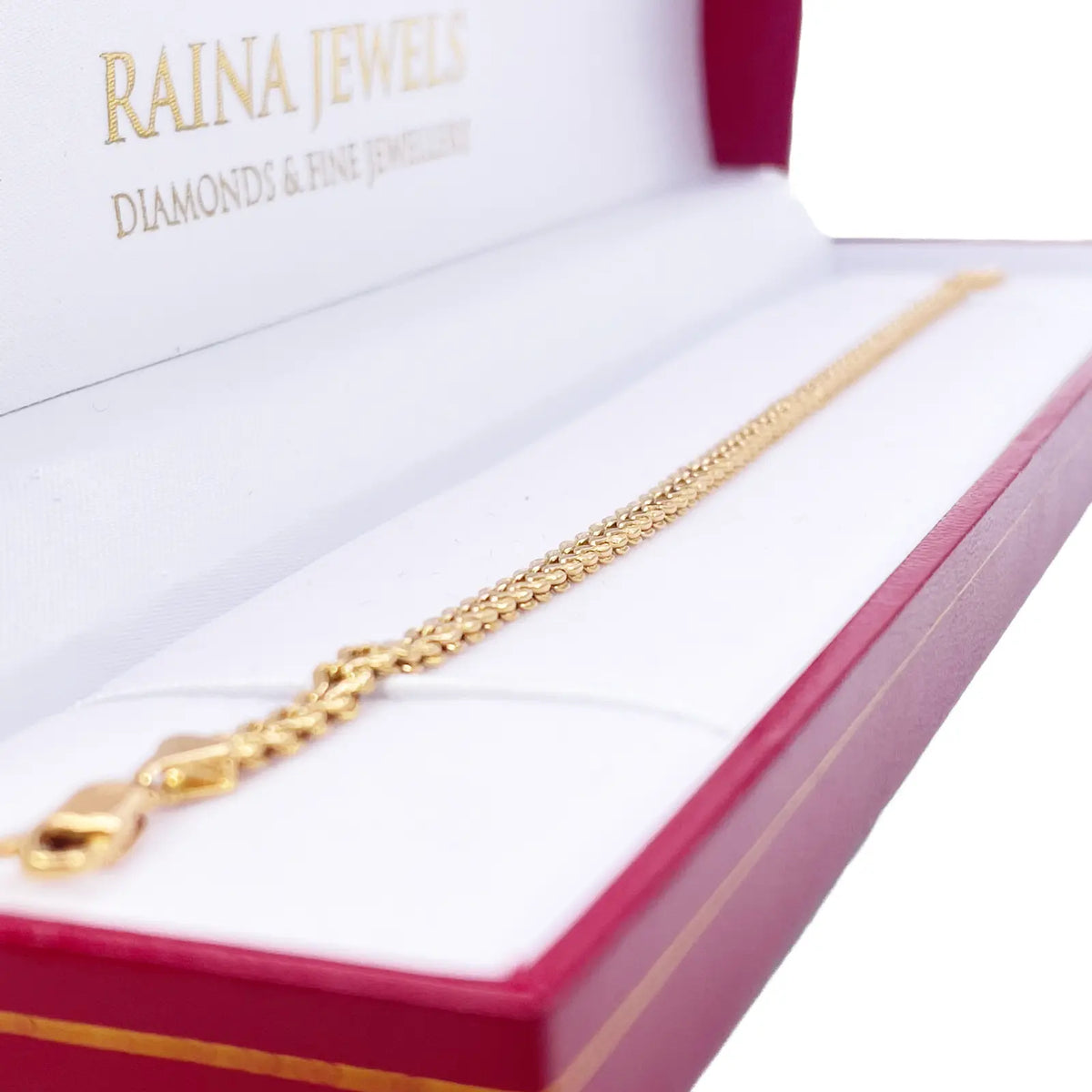 22ct Yellow Gold Textured Spiga Bracelet 8 inches 3.6mm Wide 